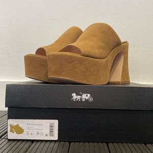 Coach Suede Platform Mules, Size 10